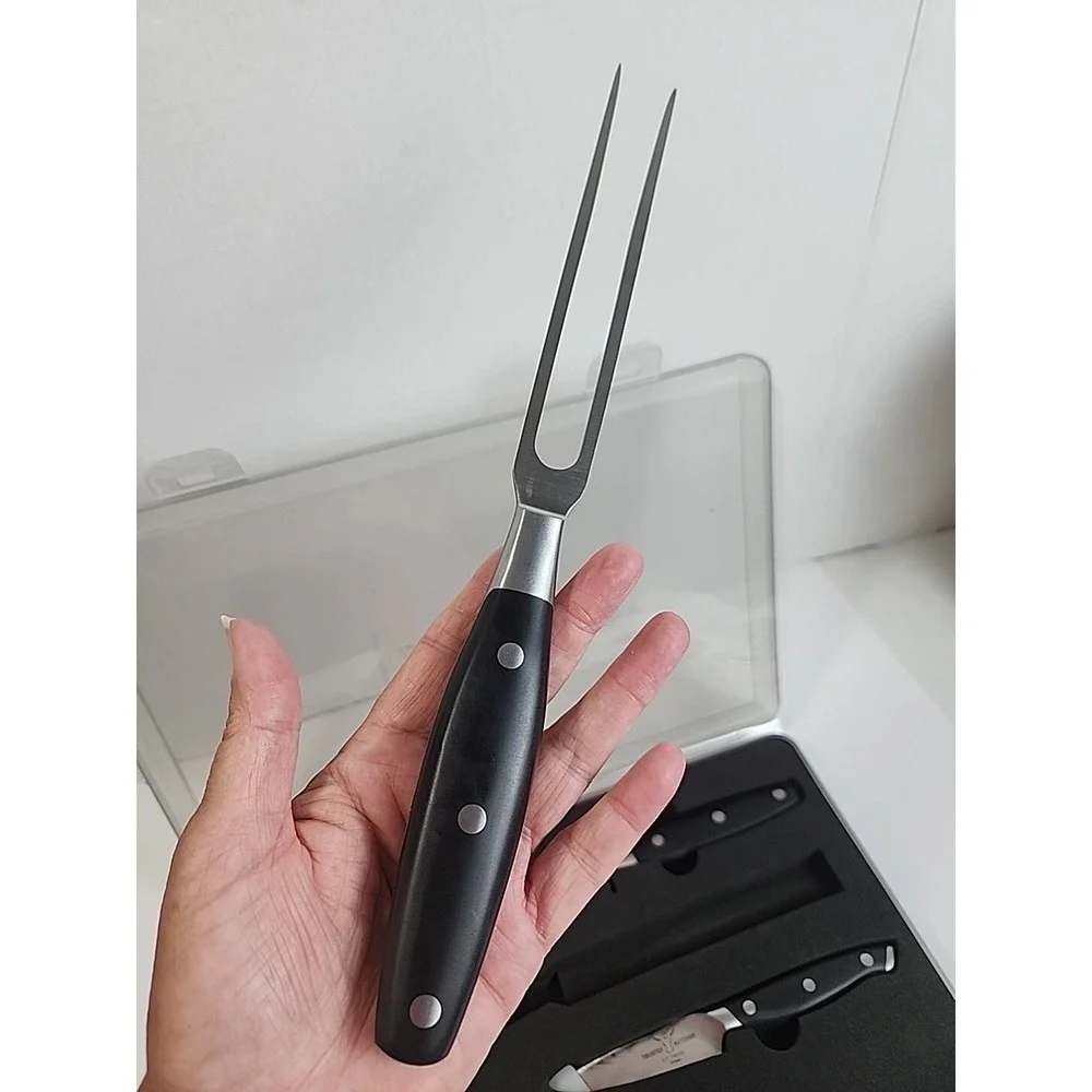 NEW Trusted Butcher 4 Pc Chef Set Scissors Paring Knife Meat Fork Sharpener NICE